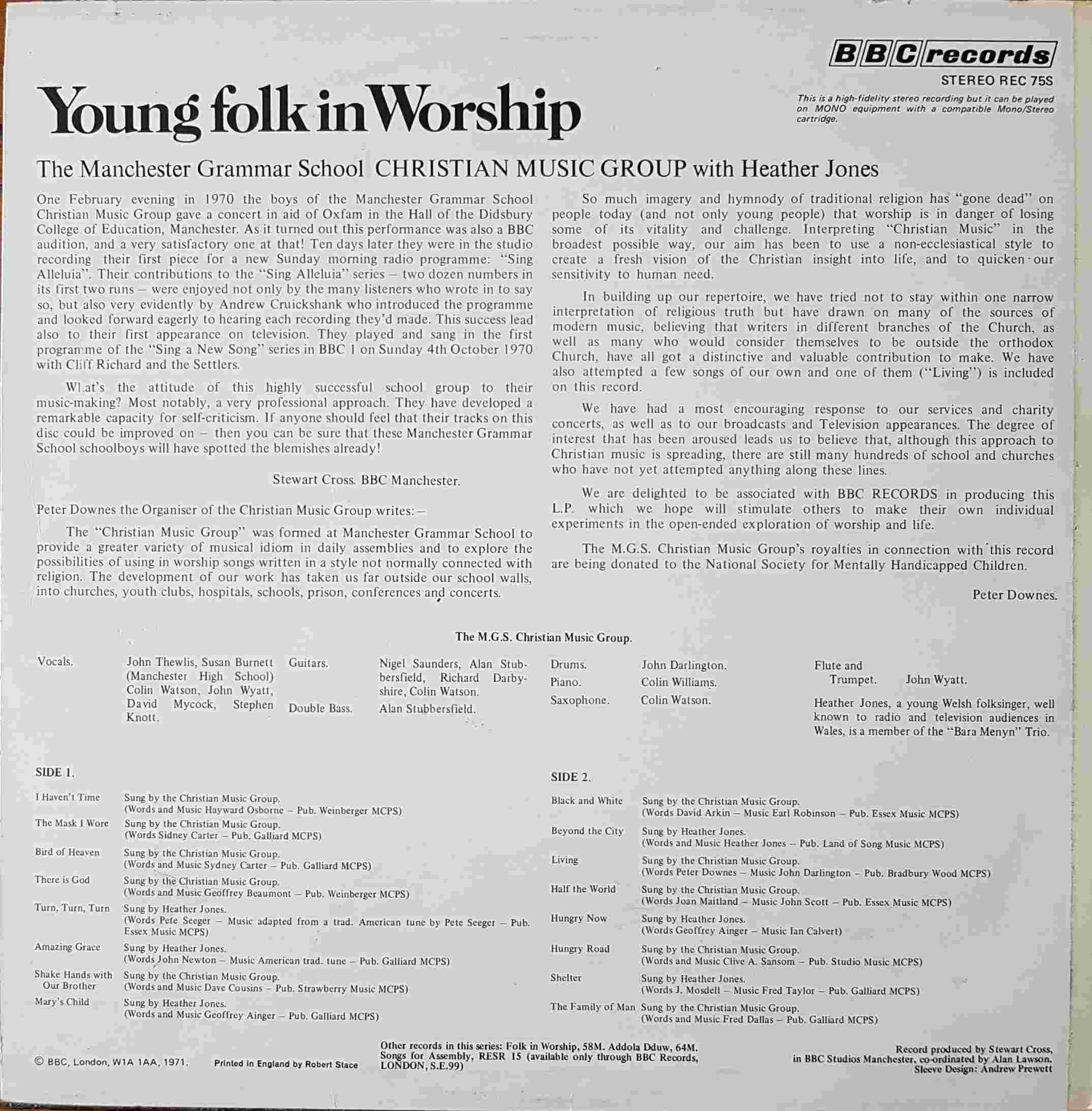 Picture of REC 75 Young folk in Worship by artist Various from the BBC records and Tapes library